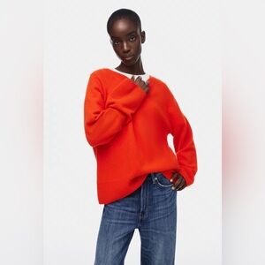 H&M PREMIUM BRIGHT RED PURE WOOL OVERSIZED SWEATER NWT SZ XS